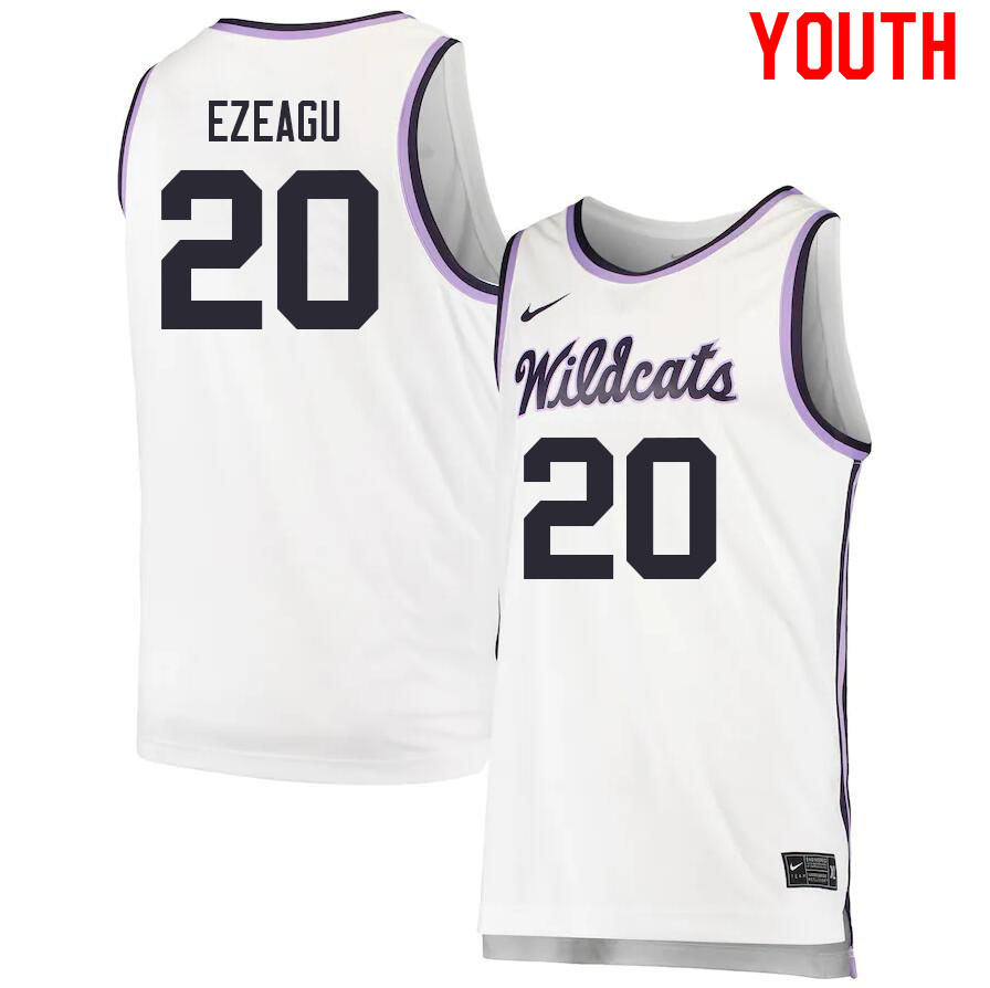 Youth #20 Kaosi Ezeagu Kansas State Wildcats College Basketball Jerseys Sale-White - Click Image to Close